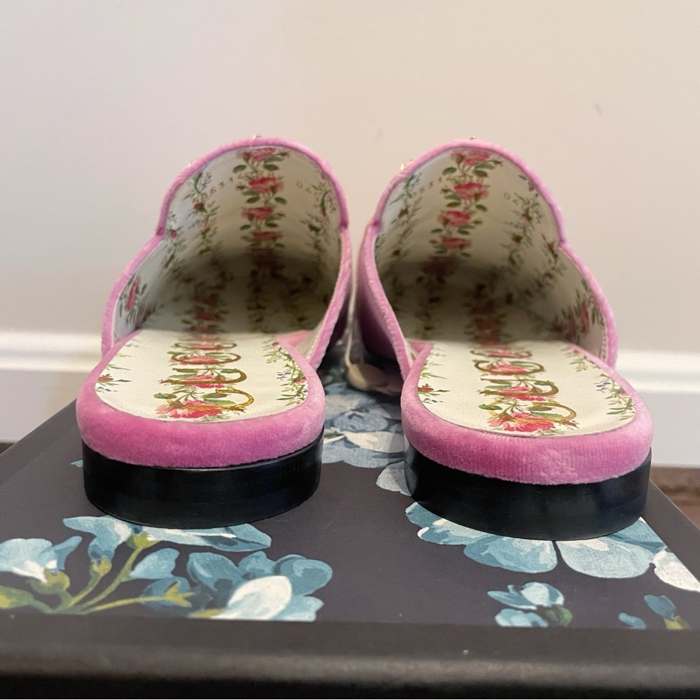 Gucci Princetown Embellished Velvet Mule Pink size 38 - Picture 8 of 11